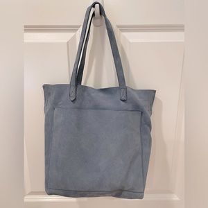 Madewell Medium Transport Tote in Blue/Gray Suede